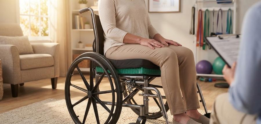 Medline EquaGel Balance cushion in a home living room chair